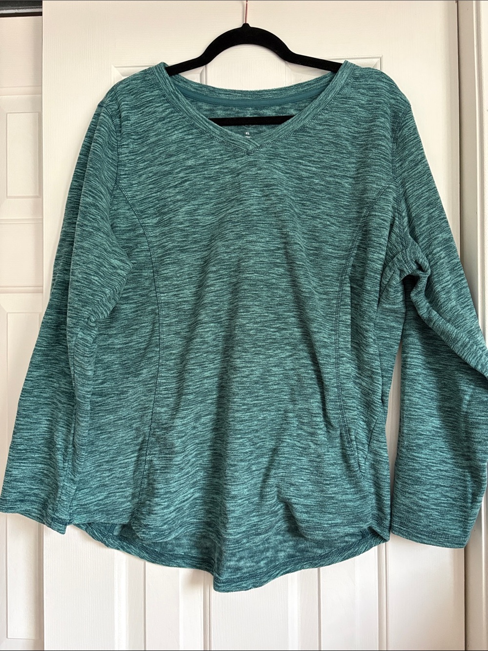 St. John's Bay Teal Heather V-Neck Long Sleeve Top